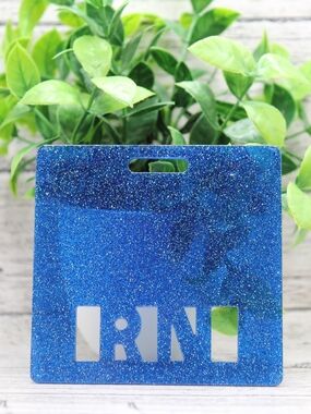 Glitter ID Badge Holder in Sparkling Blue
